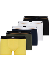 HUGO BOSS Essential trunks (5-pack), heren boxers kort, zwart, geel, blauw, groen, wit