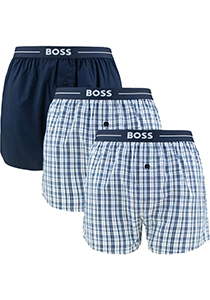 HUGO BOSS boxershorts woven (3-pack), heren boxers wijd model, donkerblauw