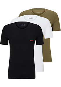 HUGO T-shirts regular fit (3-pack), heren T-shirts O-hals, groen, wit, zwart