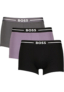 HUGO BOSS Bold trunks (3-pack), heren boxers kort, zwart, lila, grijs
