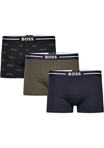 HUGO BOSS Bold trunks (3-pack), heren boxers kort, blauw, olijfgroen, zwart met logoprint