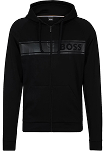 BOSS Authentic hoodie, heren lounge vest met capuchon, zwart