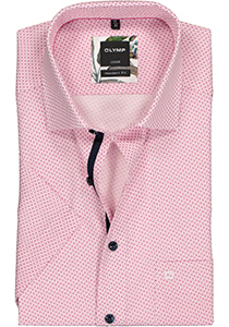 OLYMP Luxor modern fit overhemd, korte mouw, roze mini dessin (contrast)