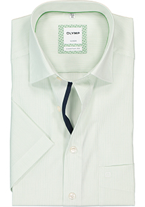 OLYMP Luxor comfort fit overhemd, korte mouw, groen met wit gestreept (contrast)