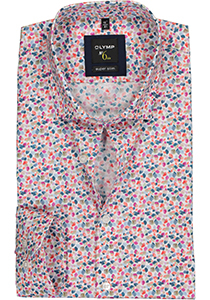 OLYMP No. 6 Six super slim fit overhemd, kleurrijk blaadjes dessin