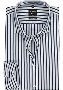 OLYMP No. 6 Six super slim fit overhemd, marine blauw met wit gestreept