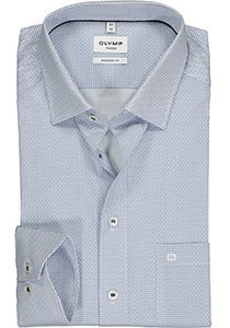 OLYMP Tendenz modern fit overhemd, wit met licht- en donkerblauw dessin