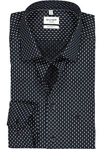 OLYMP Tendenz modern fit overhemd, zwart met grijs en wit dessin