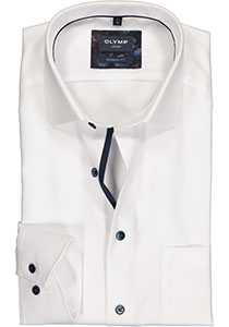 OLYMP Luxor modern fit overhemd, mouwlengte 7, wit twill (contrast)