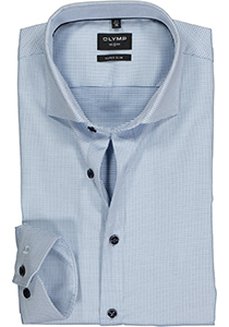 OLYMP No. 6 Six super slim fit overhemd, lichtblauw structuur met wit en donkerblauw