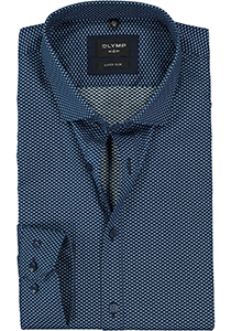 OLYMP No. 6 Six super slim fit overhemd, marine blauw met lichtblauw dessin (contrast)
