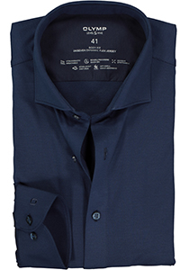 OLYMP Level 5 body fit overhemd 24/7, mouwlengte 7, marine blauw