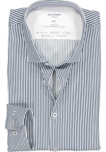 OLYMP No. 6 super slim fit overhemd 24/7, marine blauw met wit gestreept tricot