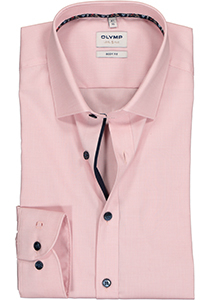 OLYMP Level 5 body fit overhemd, roze structuur (contrast)