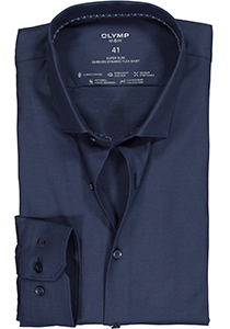 OLYMP No. 6 super slim fit overhemd 24/7, marine blauw tricot