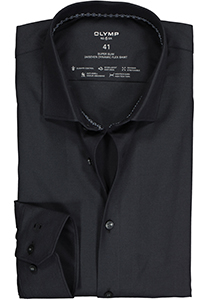OLYMP No. 6 super slim fit overhemd 24/7, zwart tricot