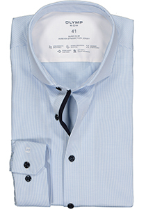 OLYMP No. 6 super slim fit overhemd 24/7, lichtblauw met wit gestreept tricot