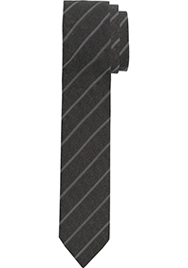 OLYMP extra smalle stropdas, antraciet gestreept
