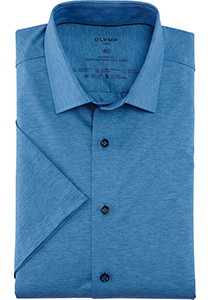 OLYMP Luxor 24/7 modern fit overhemd, korte mouw, Dynamic Flex, blauw