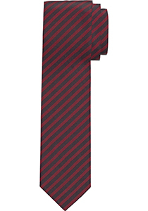 OLYMP smalle stropdas, bordeauxrood gestreept