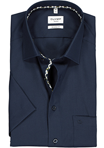 OLYMP modern fit overhemd, korte mouw, popeline, blauw (contrast)