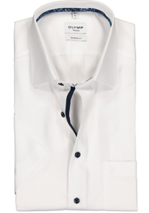 OLYMP modern fit overhemd, korte mouw, structuur, wit (contrast)