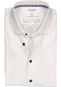 OLYMP 24/7 modern fit overhemd, korte mouw, twill, wit (contrast)