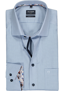 OLYMP modern fit overhemd, mouwlengte 7, structuur, lichtblauw (contrast)
