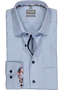 OLYMP comfort fit overhemd, mouwlengte 7, structuur, lichtblauw (contrast)