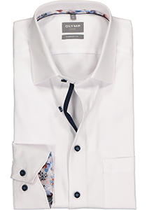 OLYMP comfort fit overhemd, mouwlengte 7, structuur, wit (contrast)