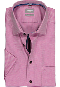 OLYMP comfort fit overhemd, korte mouw, structuur, roze (contrast)