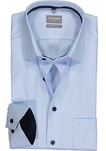 OLYMP comfort fit overhemd, structuur, lichtblauw (contrast)