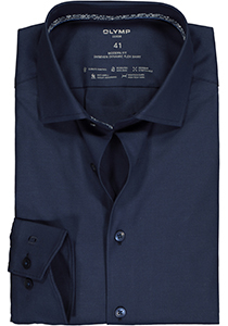 OLYMP 24/7 modern fit overhemd, mouwlengte 7, twill, marine blauw (contrast)