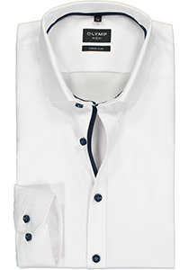 OLYMP No. 6 Six super slim fit overhemd, mouwlengte 7, structuur, wit (contrast)