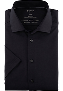 OLYMP Luxor 24/7 modern fit overhemd, korte mouw, Dynamic Flex, zwart