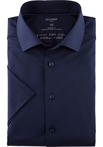 OLYMP Luxor 24/7 modern fit overhemd, korte mouw, Dynamic Flex, marineblauw