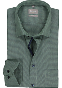 OLYMP comfort fit overhemd, structuur, groen (contrast)