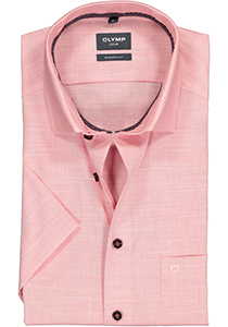 OLYMP modern fit overhemd, korte mouw, structuur, roze (contrast)