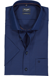 OLYMP modern fit overhemd, korte mouw, structuur, nachtblauw (contrast)