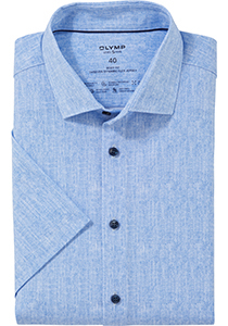 OLYMP Luxor 24/7 modern fit overhemd, korte mouw, Dynamic Flex, koningsblauw