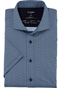 OLYMP Luxor 24/7 modern fit overhemd, korte mouw, Dynamic Flex, lichtgroen dessin