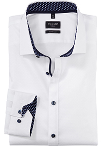 OLYMP No. 6 Six super slim fit overhemd, popeline, wit dessin