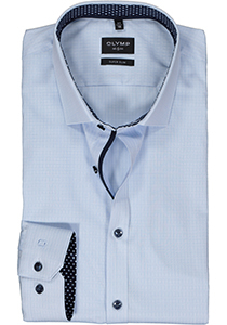 OLYMP No. 6 Six super slim fit overhemd, mouwlengte 7, structuur, lichtblauw (contrast)