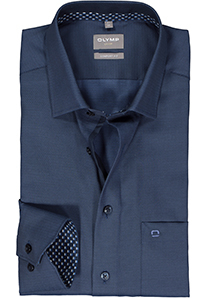 OLYMP comfort fit overhemd, structuur, nachtblauw (contrast)