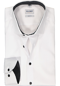 OLYMP Level 5 body fit overhemd, satijnbinding, wit (contrast)