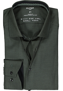 OLYMP 24/7 modern fit overhemd, herringbone, olijfgroen (contrast)