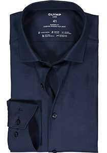 OLYMP 24/7 modern fit overhemd, mouwlengte 7, structuur, nachtblauw