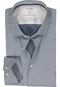 OLYMP 24/7 modern fit overhemd, structuur, donkerblauw met wit dessin