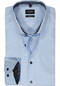 OLYMP No. 6 Six super slim fit overhemd, structuur, lichtblauw