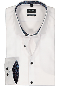 OLYMP No. 6 Six super slim fit overhemd, mouwlengte 7, structuur, wit